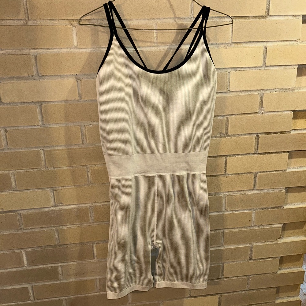 Calvin Klein White/Black Ribbed Romper